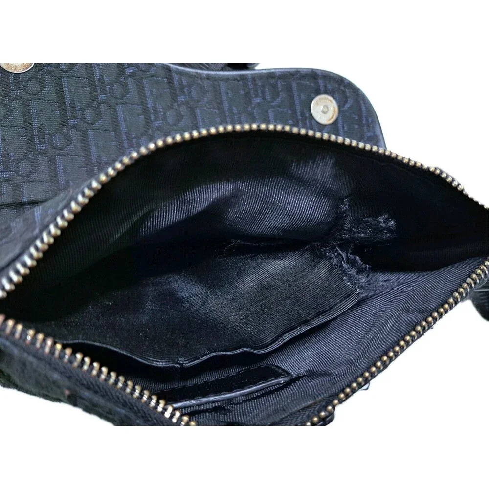 Mens Saddle Bag Black Oblique Jacquard Crossbody Logo Print